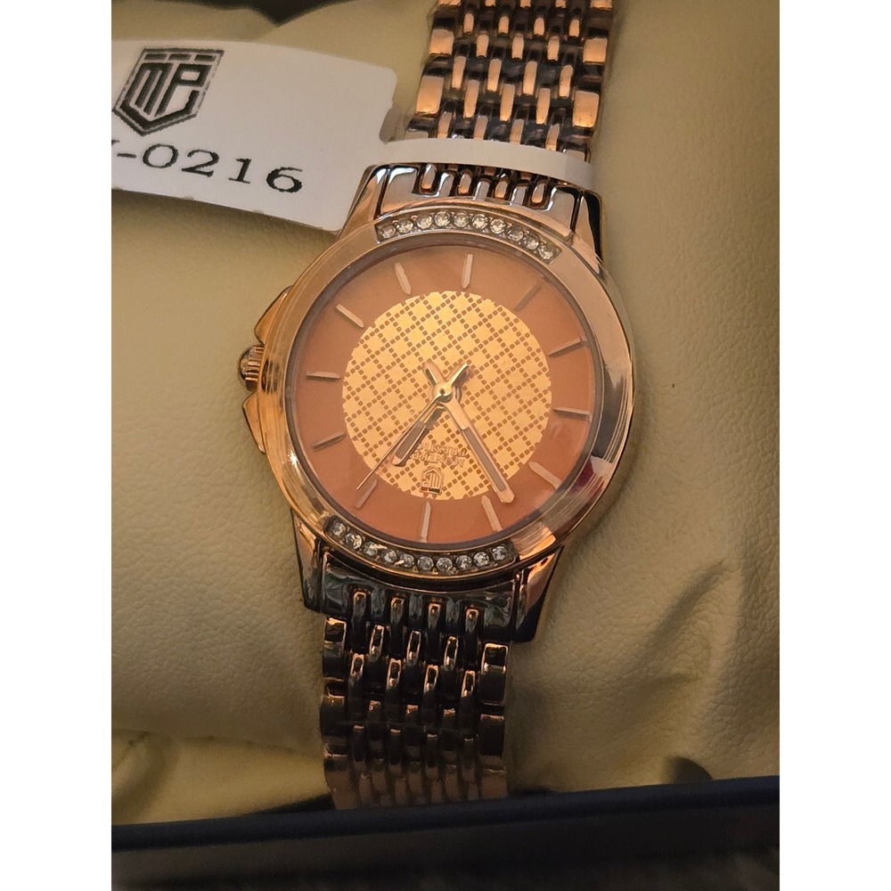 Montres Prestige MPW-0216 Womens Rose Gold Tone Crystal Bezel Bracelet Watch